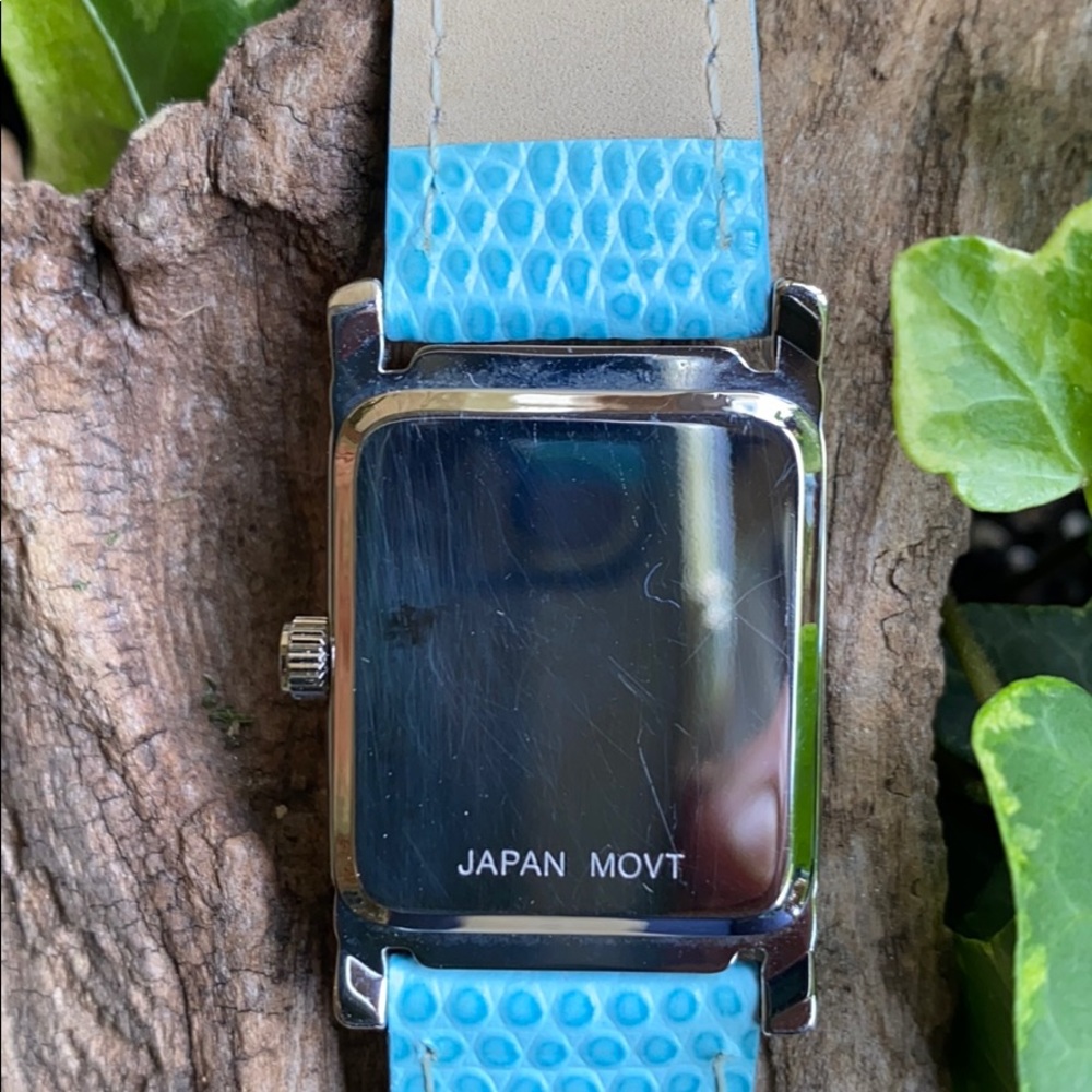 Vintage Y2K  Art Deco style watch silver case/Tiffany blue band/glow dial. - Picture 6 of 7